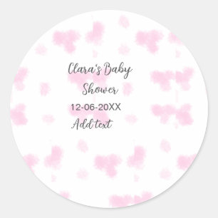 Pink cute flower baby shower watercolor modern dat classic round sticker