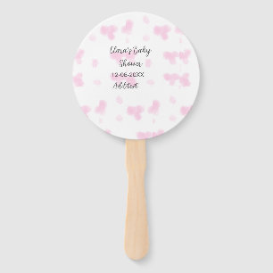 Pink cute flower baby shower watercolor modern dat hand fan