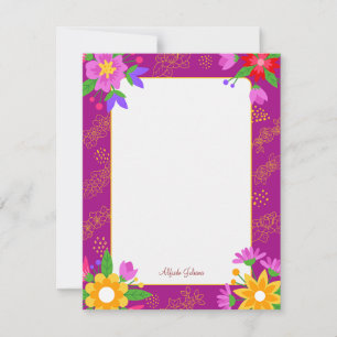 Pink cute flower personalized Flat Note Card