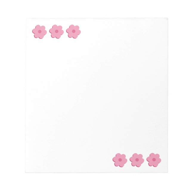 Pink Cute Flowers minimal Notepad Scratch Pad (Front)