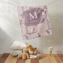 Pink Cute Foxes Modern Adorable Girly Monogram 