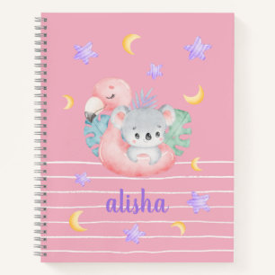 Pink Cute Gift for Kids Personalized Name  Notebook