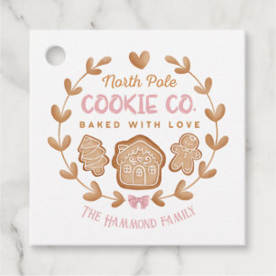 Pink Cute Gingerbread Christmas Cookies Exchange Favour Tags