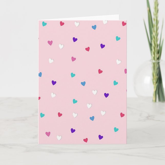Pink Cute Hearts Card (Front)
