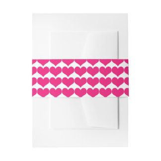 Pink Cute Hearts Pattern Belly Band Invitation Belly Band
