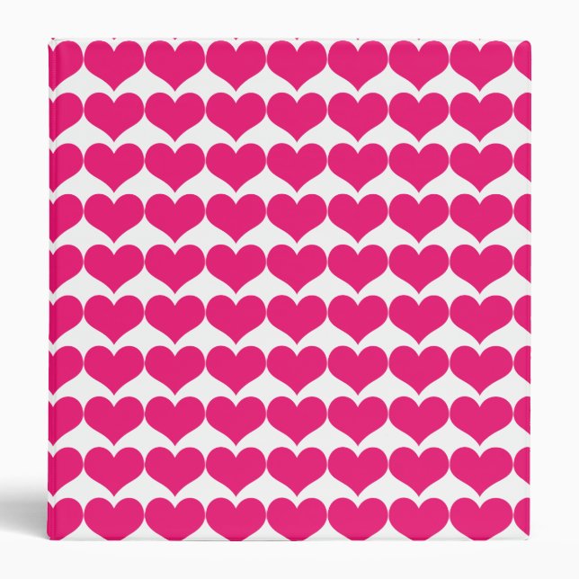 Pink Cute Hearts Pattern Binder 1.5 in (Front)