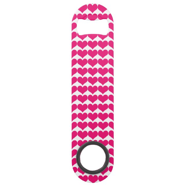 Pink Cute Hearts Pattern Bottle Opener Speed Bottle Opener (Front)