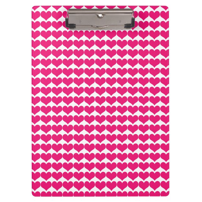 Pink Cute Hearts Pattern Clipboard (Front)