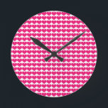 Pink Cute Hearts Pattern Clock<br><div class="desc">Simple and sweet Cute Hearts Pattern Clock with a repeating pattern of small pink hearts. Text may be added to this design to give it a personal touch.</div>