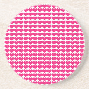 Pink Cute Hearts Pattern Coaster