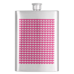 Pink Cute Hearts Pattern Flask