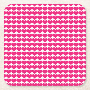 Pink Cute Hearts Pattern Paper Coaster