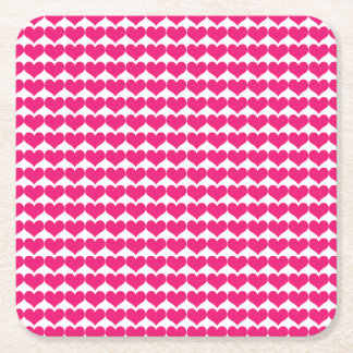 Pink Cute Hearts Pattern Paper Coaster