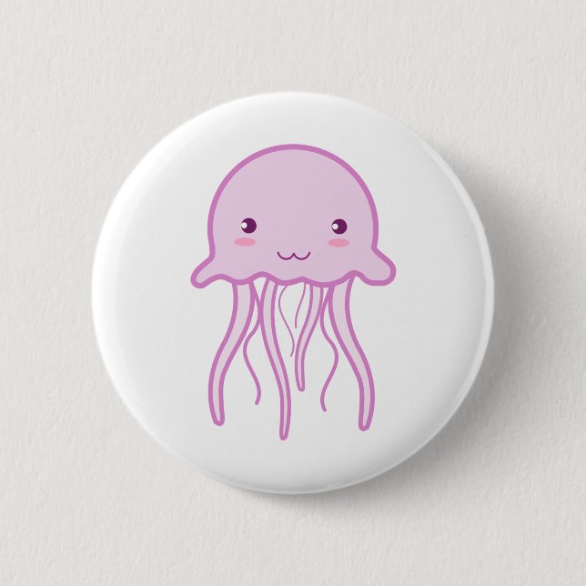 Pink Cute Jellyfish 2 Inch Round Button (Front)