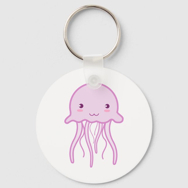 Pink Cute Jellyfish Keychain (Front)