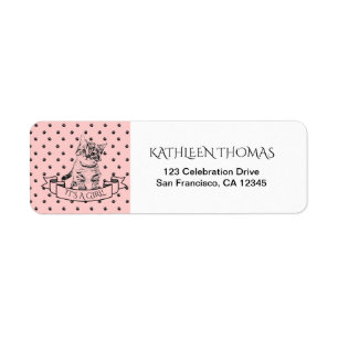 Pink Cute Kitten Baby Shower Return Address Label
