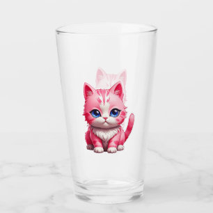 Pink Cute Kitty Cat Glass