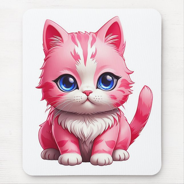 Pink Cute Kitty Cat Mouse Pad (Front)