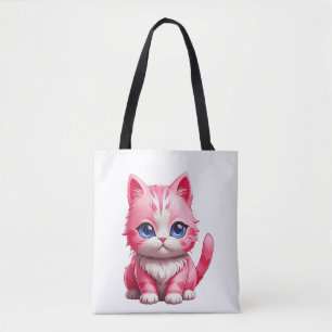 Pink Cute Kitty Cat Tote Bag