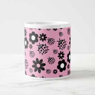 Pink Cute Ladybug Kids Large Coffee Mug