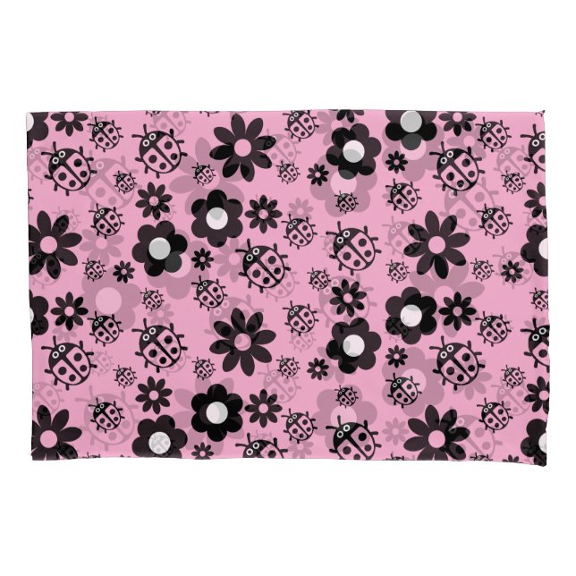 Pink Cute Ladybug Kids Pillowcase (Front-Left)