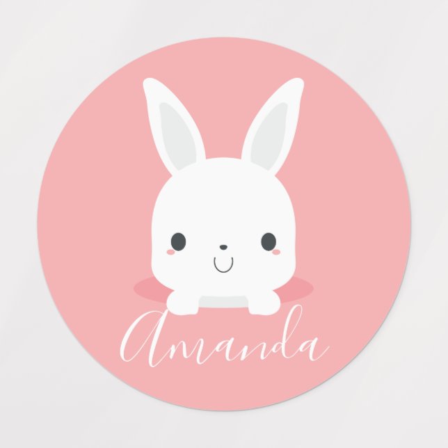 Pink Cute Little Bunny Rabbit with Custom Name (Design 1)