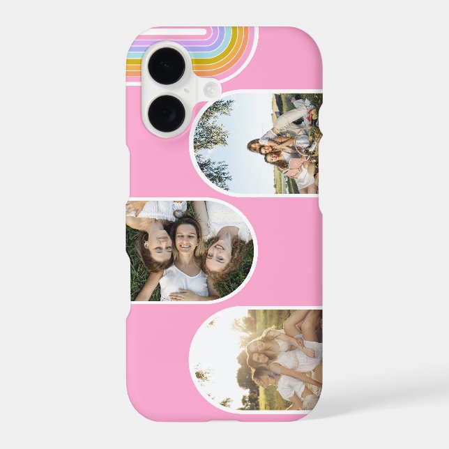 Pink Cute Modern 3 Photo Layout Custom (Back)