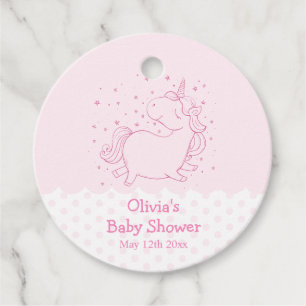 Pink Cute Modern Polka Dot Unicorn Baby Shower  Favour Tags