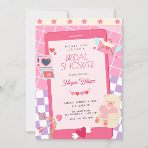 Pink cute playful bridal shower invitation