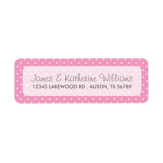 Pink Cute Polka Dots Modern Wedding Return Address Label