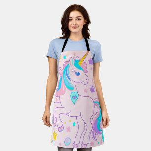 Pink Cute Rainbow unicorn birthday girls  kids Apron