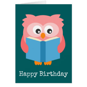 Pink cute reading owl