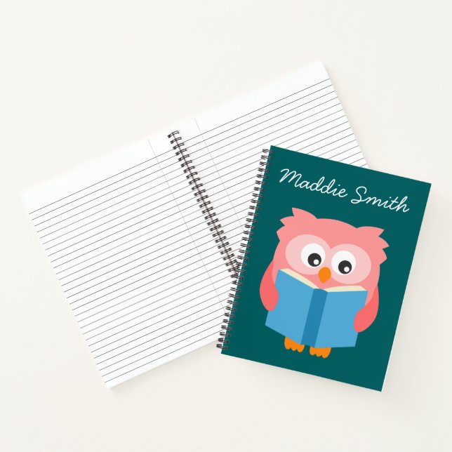Pink cute reading owl notebook (Inside)