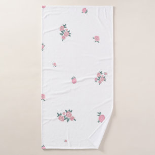 Pink cute roses bath towel