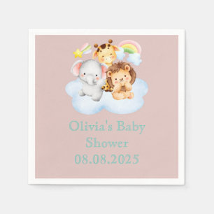 Pink cute safari animals napkin