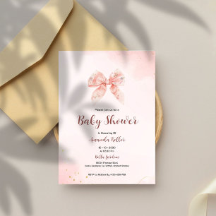 Pink Cute Simple Baby Shower Invitation