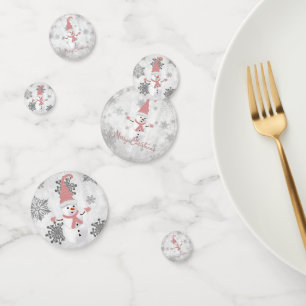 Pink Cute Snowman Table Confetti