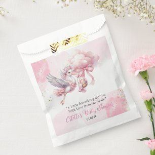 Pink cute Stork & Cloud Baby Girl Shower Favour Ba Bag