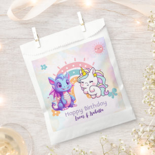 Pink Cute Unicorn dinosaurs rainbow Birthday party Favour Bag