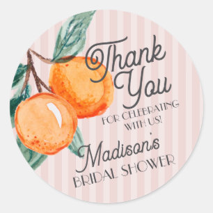 Pink Cutie Main Squeeze Citrus Bridal Shower Favou Classic Round Sticker