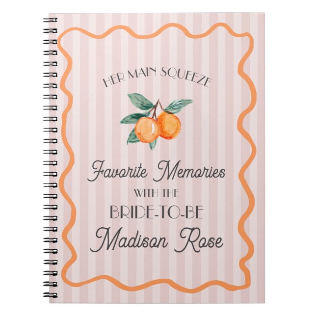 Pink Cutie Main Squeeze Favourite Memories Bride Notebook (Front)