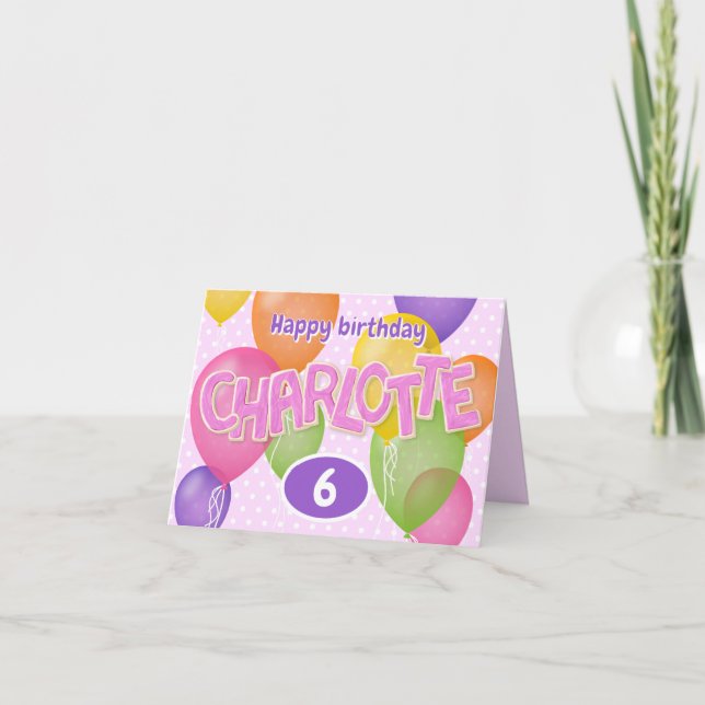 pink cutout letters cookies Charlotte birthday Card (Front)