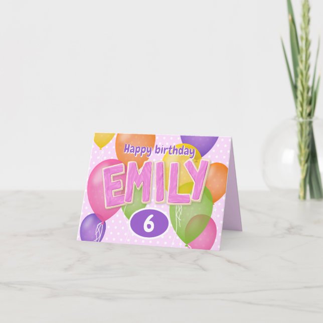 pink cutout letters cookies Emily birthday Card (Front)