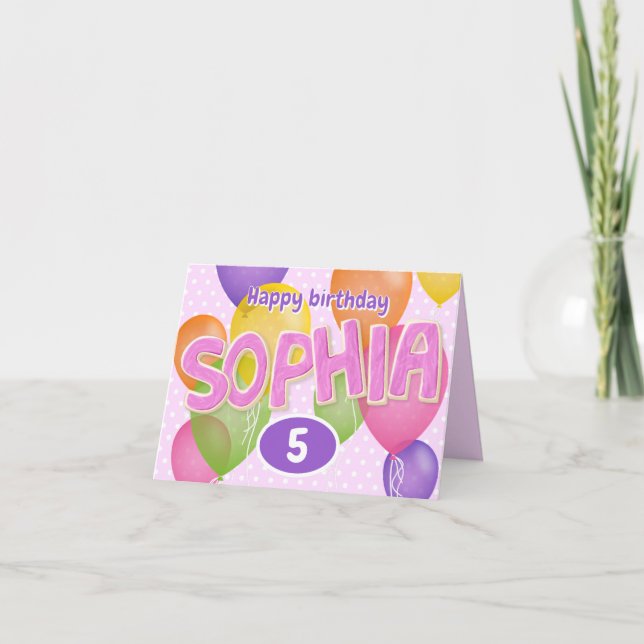 pink cutout letters cookies Sophia birthday Card (Front)