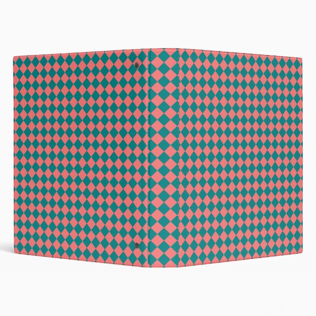 Pink Cyan Chequered Diamond Pattern Binder (Background)