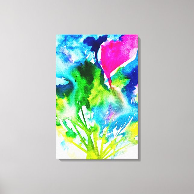 Pink Cyclamen flower abstract watercolor Canvas Print (Front)