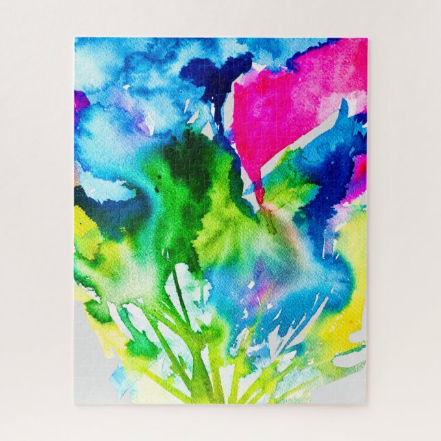 Pink Cyclamen flower abstract watercolor Jigsaw Puzzle (Vertical)