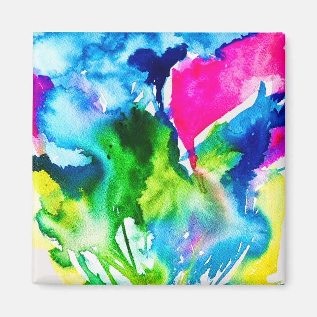 Pink Cyclamen flower abstract watercolor Magnet (Front)