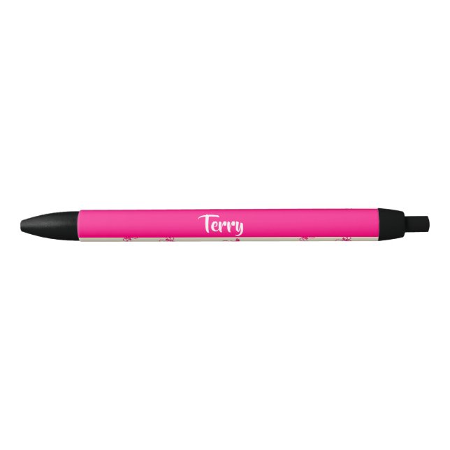 Pink cyclist silhouette pattern black ink pen (Front)