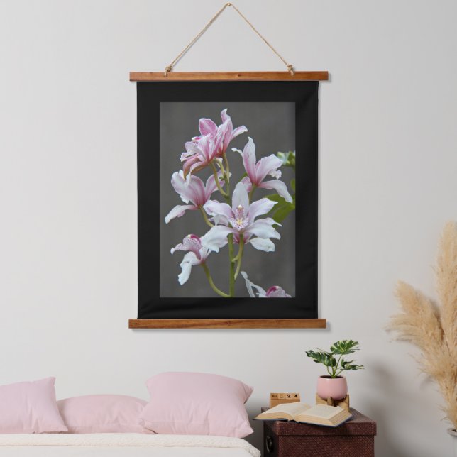 Pink Cymbidium Insigne Orchids Floral Hanging Tapestry (Bedroom)